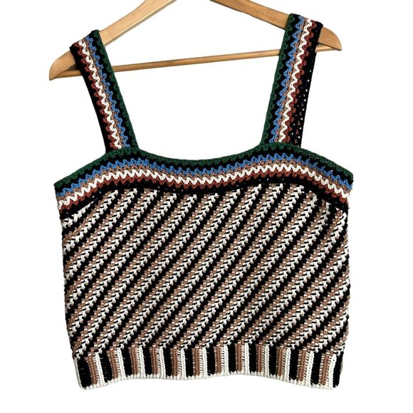 VERONICA BEARD Tops - Veronica Beard Tank Top Womens Medium Livina Striped Crochet Knit Bohemian New